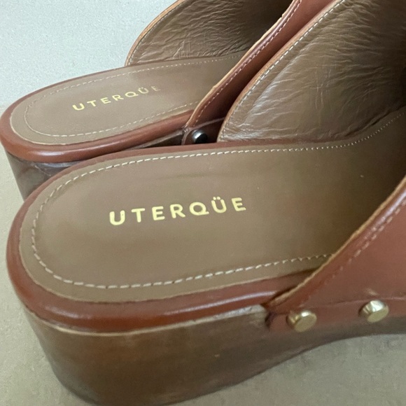 Pristine Cognac Leather Studded Uterque Clogs Mules Size 40 Lk Hearst Arket - Picture 4 of 10